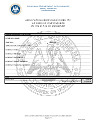 Application Verifying Eligibility as Surplus Lines Insurer in the State of Louisiana - Louisiana, Page 3