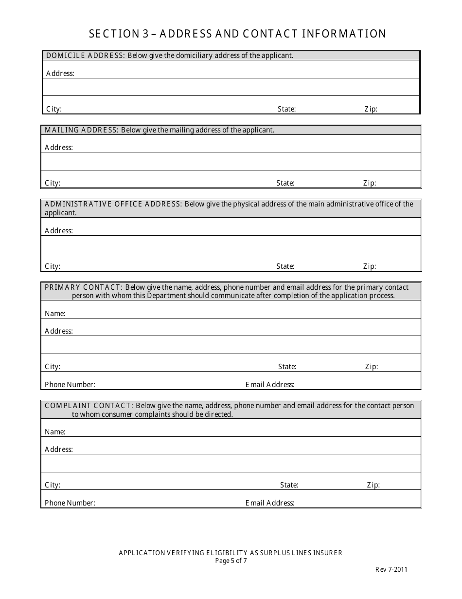 Application Verifying Eligibility as Surplus Lines Insurer in the State of Louisiana - Louisiana, Page 5