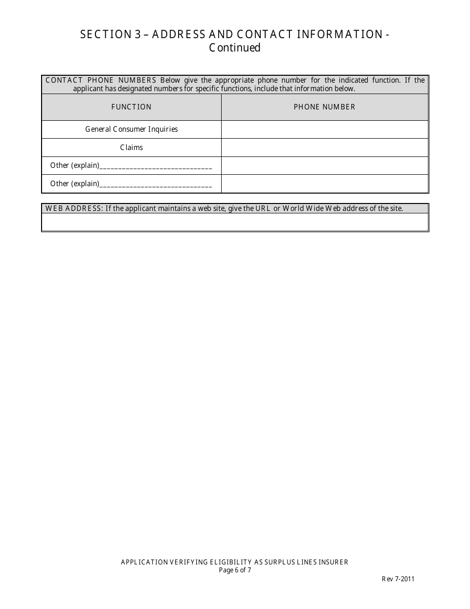 Application Verifying Eligibility as Surplus Lines Insurer in the State of Louisiana - Louisiana, Page 6