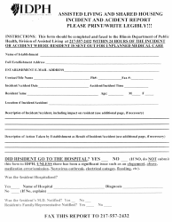 Document preview: Assisted Living and Shared Housing Incident and Accident Report Form - Illinois