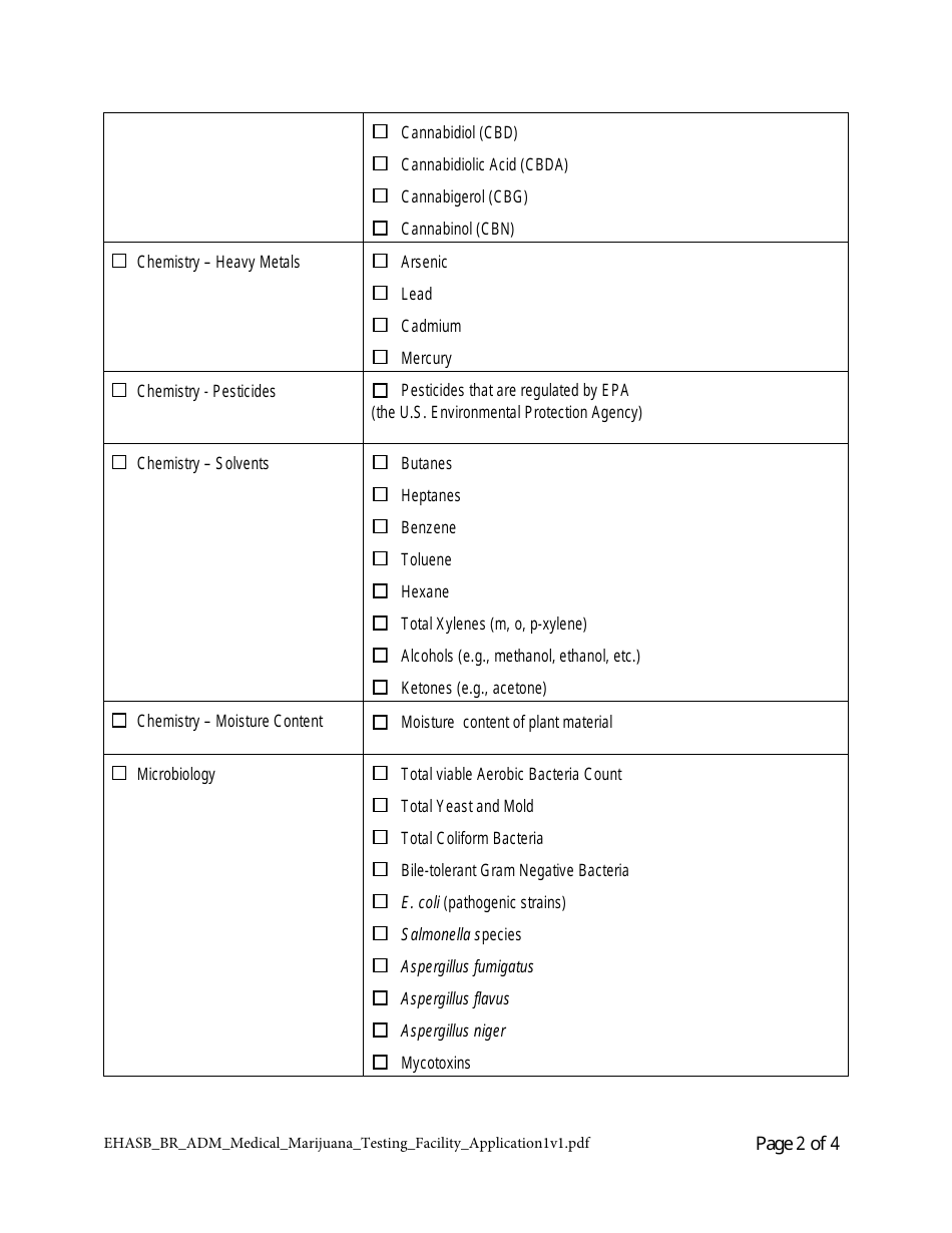 Medical Marijuana Testing Facility Application Form - Hawaii, Page 2