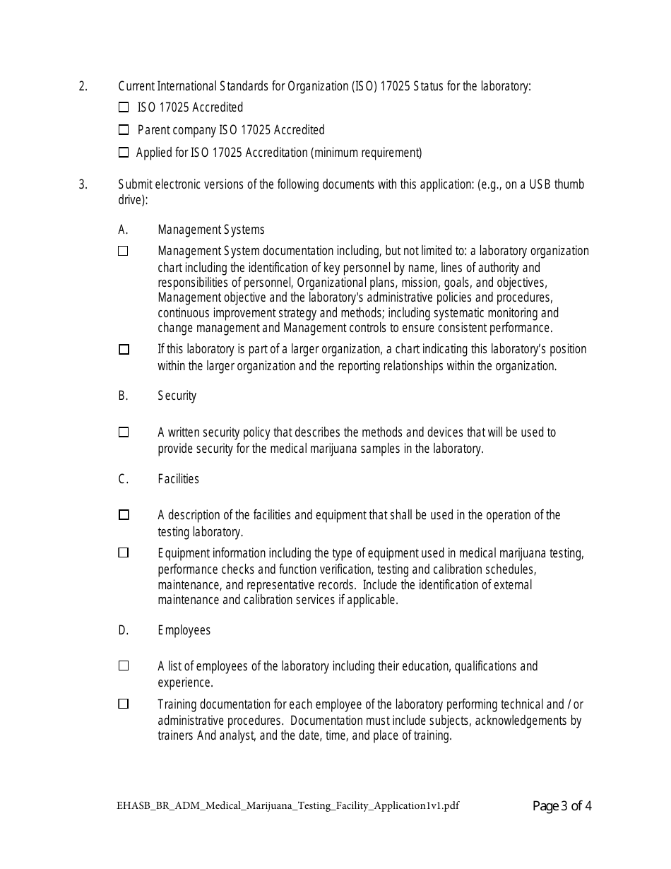 Medical Marijuana Testing Facility Application Form - Hawaii, Page 3
