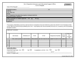 Document preview: Dla Disposition Services Law Enforcement Support Office Turn-In Request