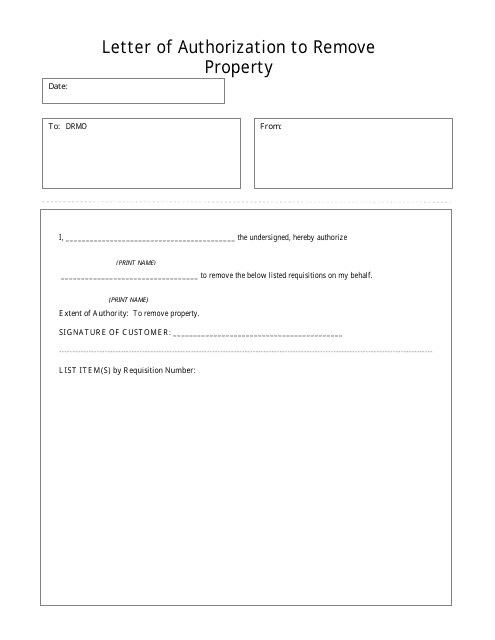 Letter of Authorization to Remove Property - Georgia (United States) Download Pdf