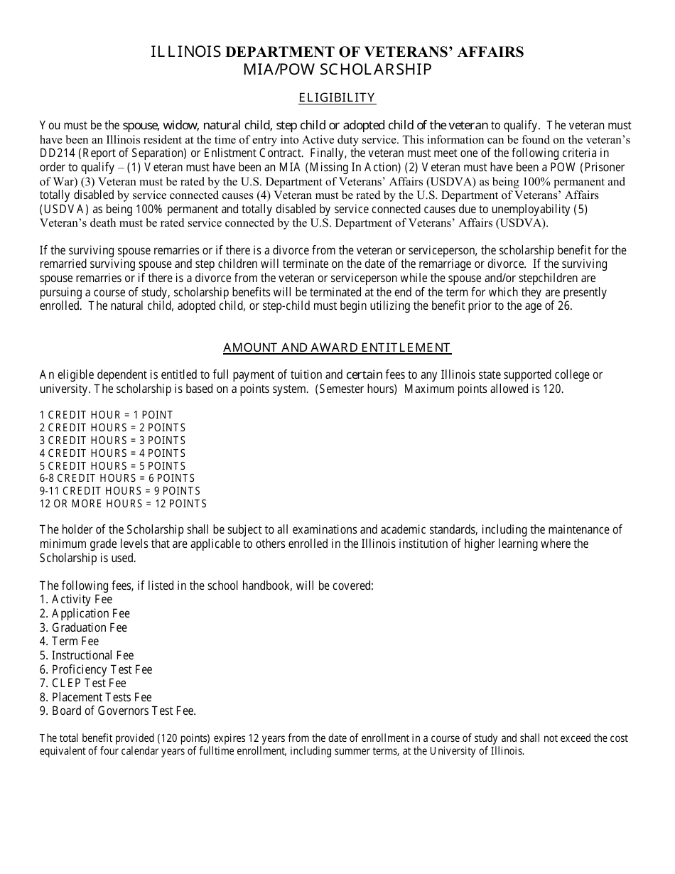 Form IL497-0472 Illinois Mia / Pow Scholarship Application - Illinois, Page 3