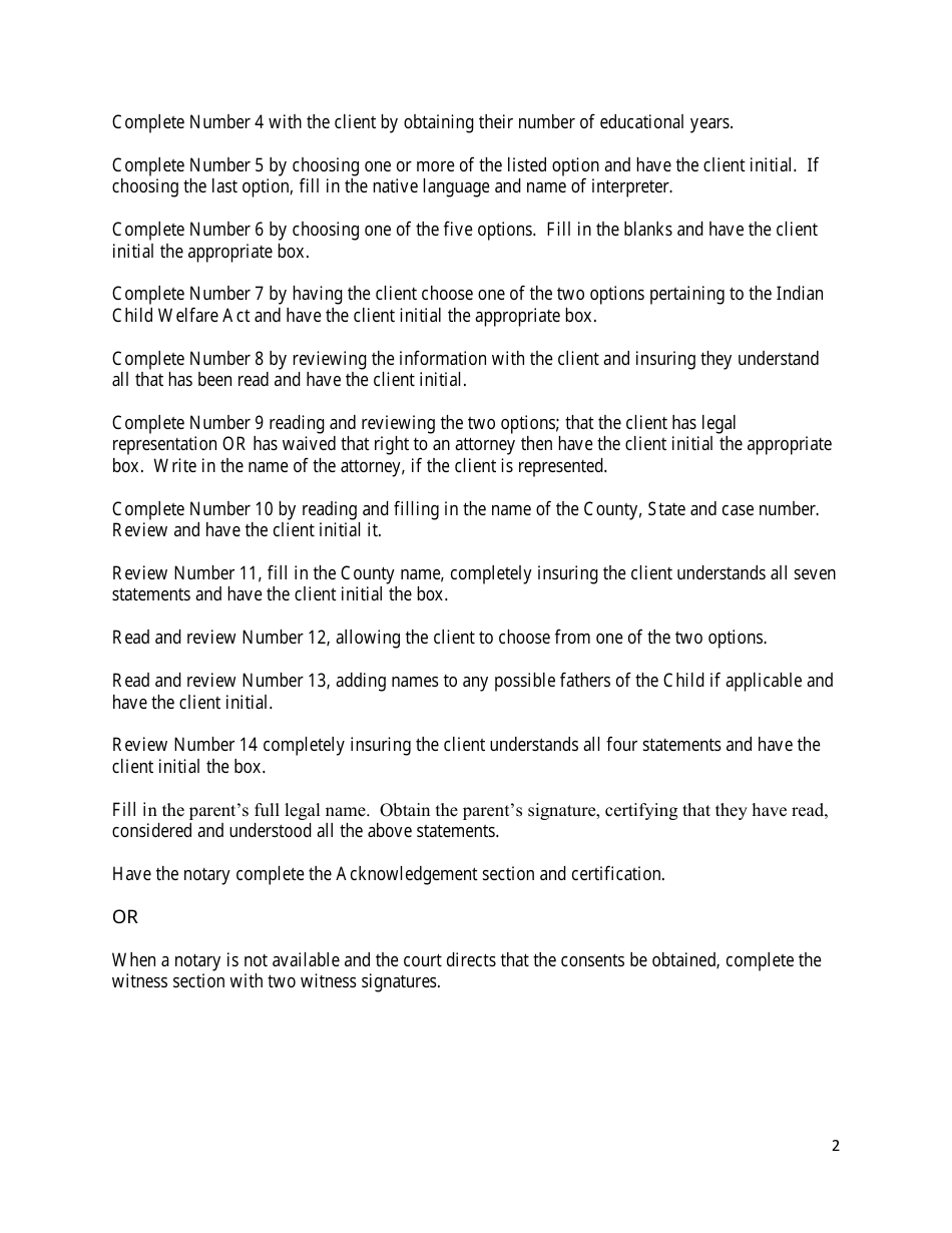 Instructions for Form CD-49 Specific Consent to Termination of Parental Rights and Consent to Adoption Form - Missouri, Page 2