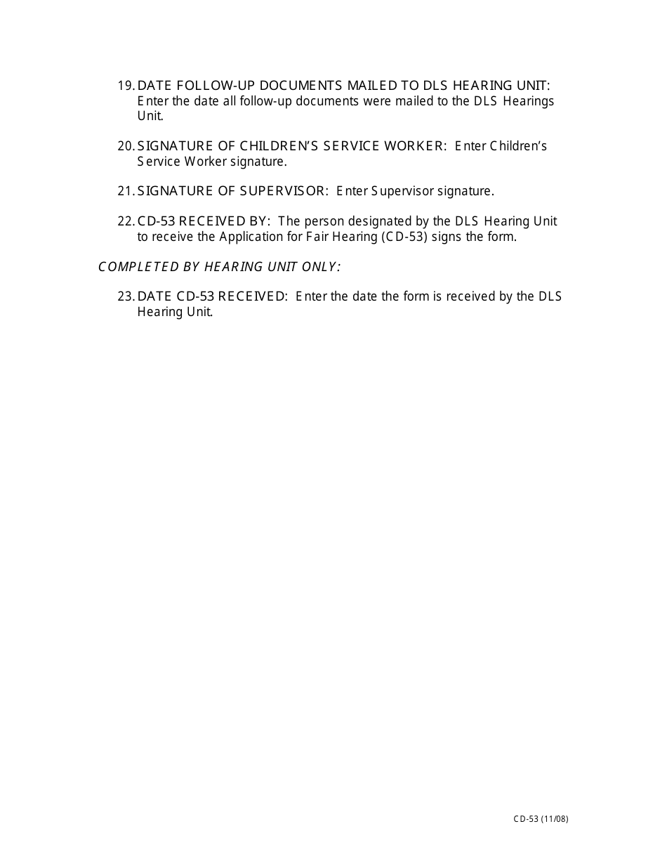 Instructions for Form CD-53 Application for Fair Hearing - Missouri, Page 3