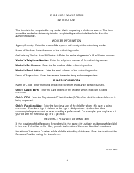 Document preview: Instructions for Form CD-151 Child Care Waiver Form - Missouri