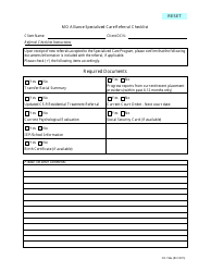Document preview: Form CD-196A Mo Alliance Specialized Care Referral Checklist - Missouri