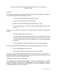 Document preview: Instructions for Form CD-215 Children With Problem Sexual Behaviors Safety Plan - Missouri