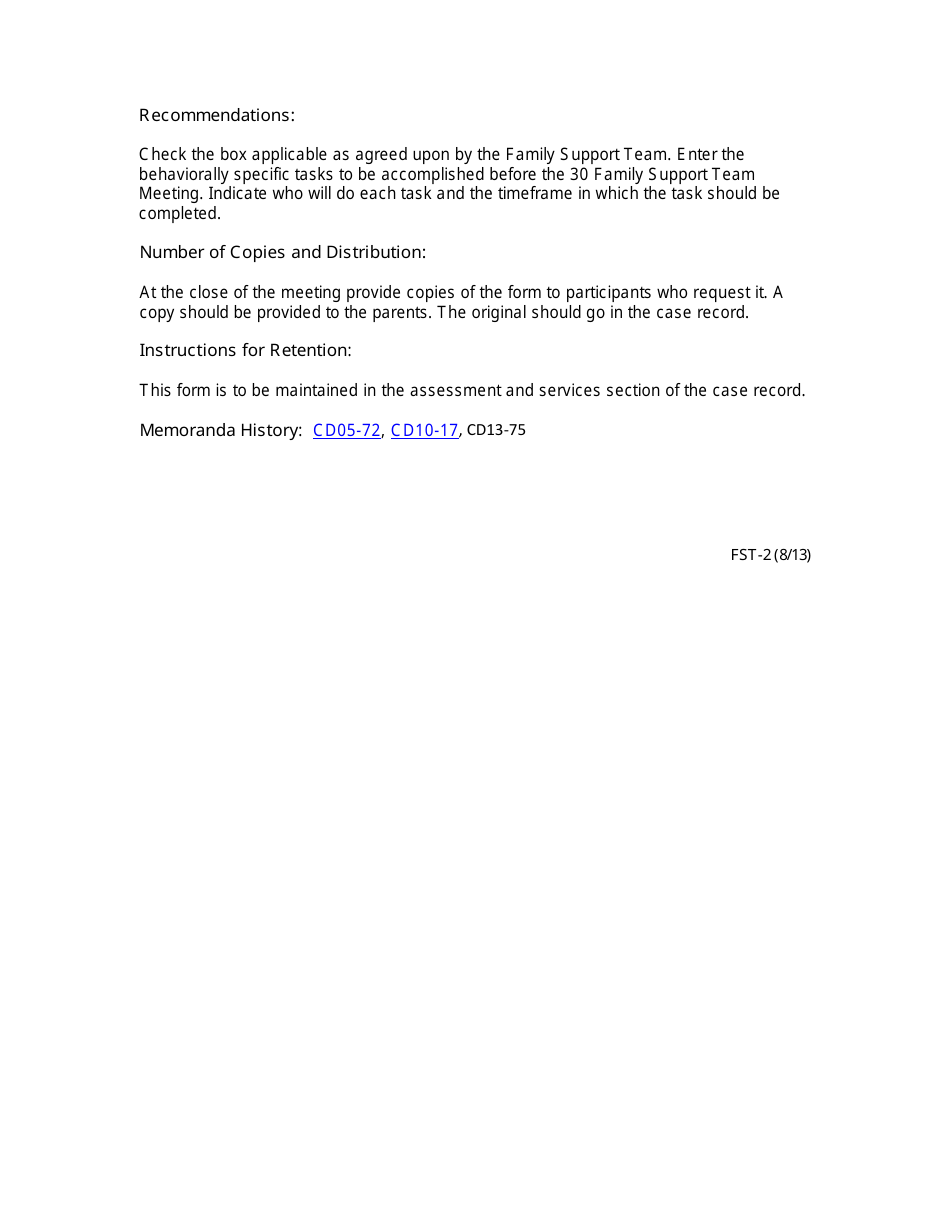 Instructions for Form FST-2 72 Hour Family Support Team Meeting Sign-In / Confidentiality Statement - Missouri, Page 2