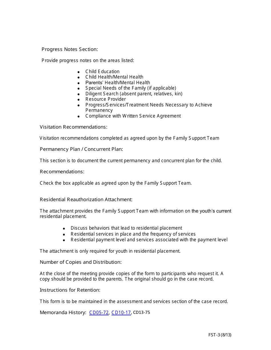 Instructions for Form FST-3 Family Support Team Meeting Template / Sign-In / Confidentiality Statement - Missouri, Page 2