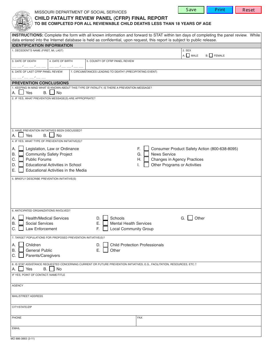 Form MO886-3883 - Fill Out, Sign Online and Download Fillable PDF ...