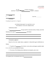 Kansas Petition (Replevin) Download Printable PDF | Templateroller
