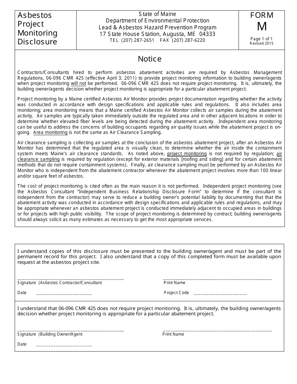 Form M Fill Out, Sign Online and Download Fillable PDF, Maine