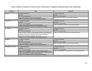 Asbestos Professional Certification / Lead Professional Certification Application Form - Maine, Page 2