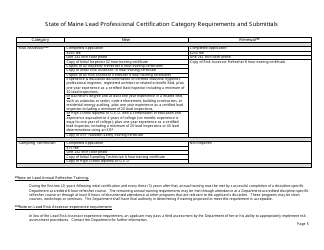 Asbestos Professional Certification / Lead Professional Certification Application Form - Maine, Page 5
