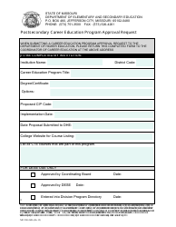 Document preview: Form MO500-2686 Postsecondary Career Education Program Approval Request - Missouri