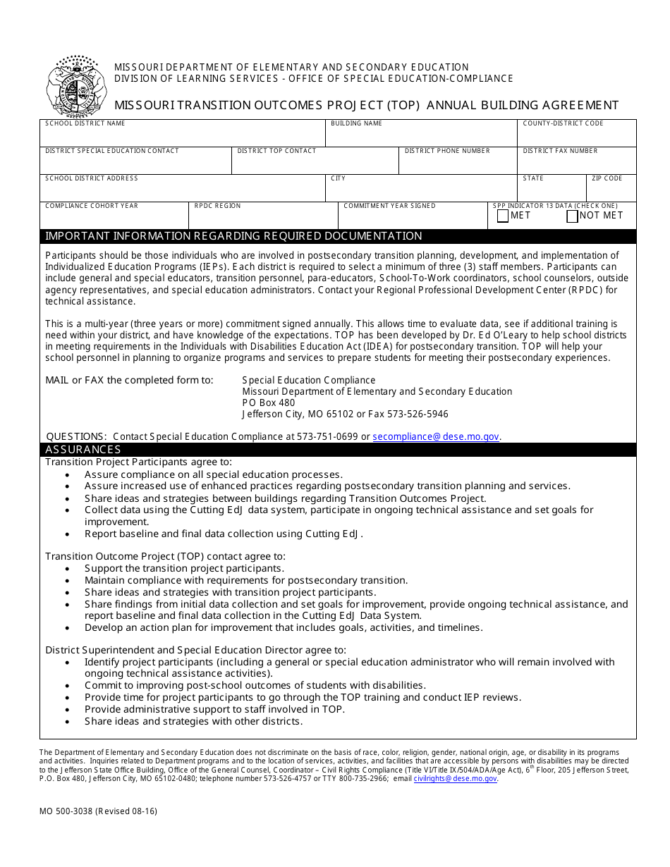 Form MO500-3038 - Fill Out, Sign Online and Download Fillable PDF ...