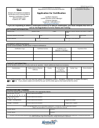 Form DEP6031 &quot;Application for Certification - Solid Waste&quot; - Kentucky