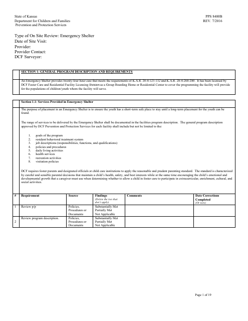 Form PPS8400B  Printable Pdf