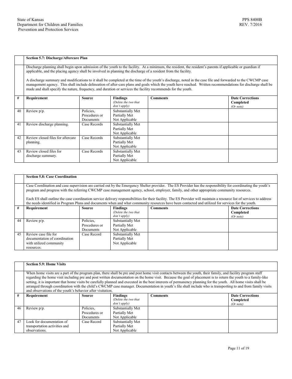 Form PPS8400B Emergency Shelter Review - Kansas, Page 11