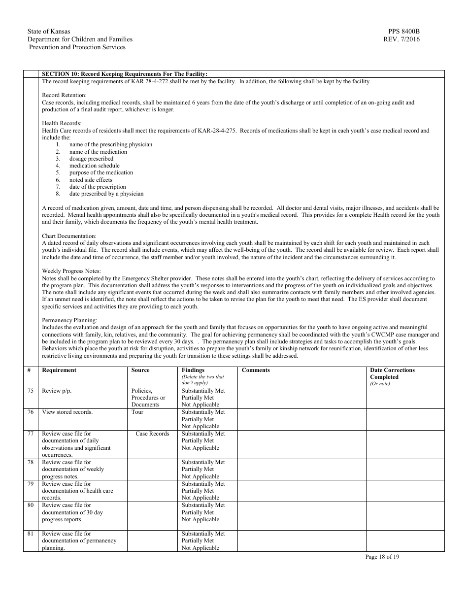 Form PPS8400B Emergency Shelter Review - Kansas, Page 18