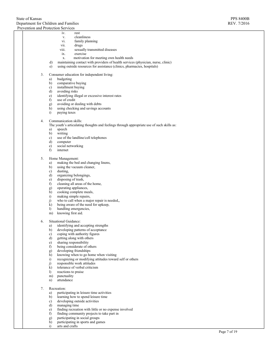 Form PPS8400B Emergency Shelter Review - Kansas, Page 7