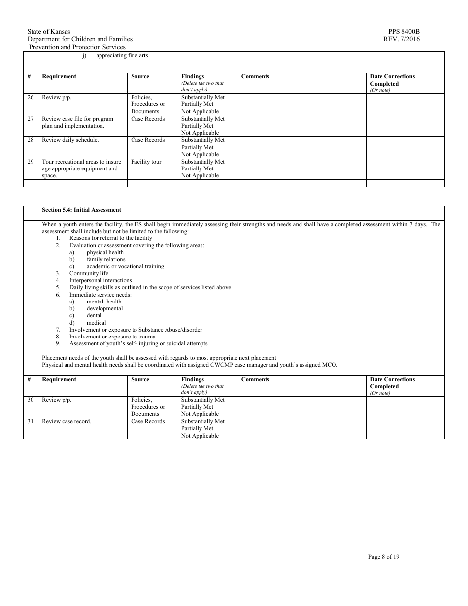 Form PPS8400B Emergency Shelter Review - Kansas, Page 8