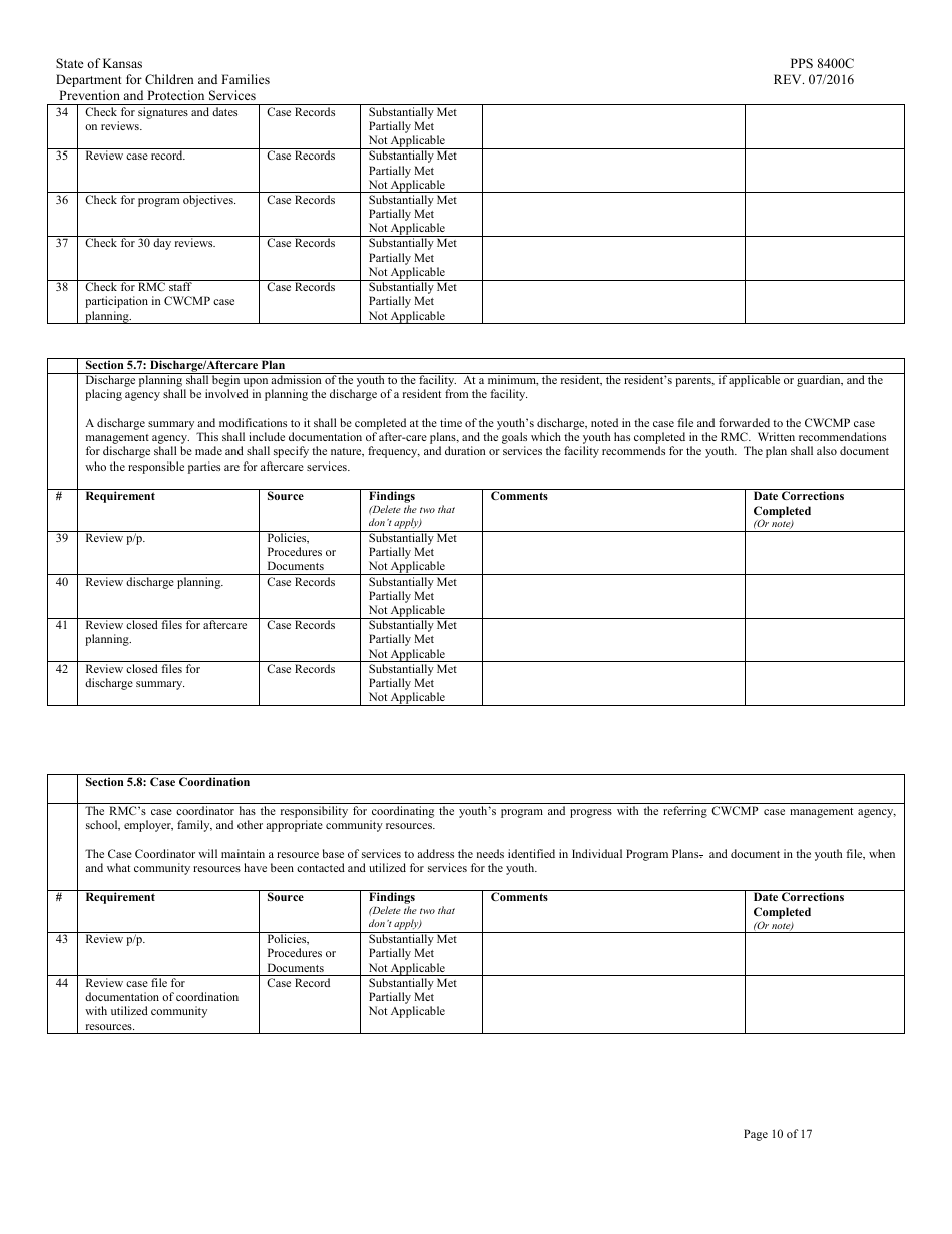 Form PPS8400C Residential Maternity Review - Kansas, Page 10