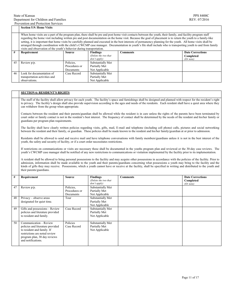 Form PPS8400C Residential Maternity Review - Kansas, Page 11