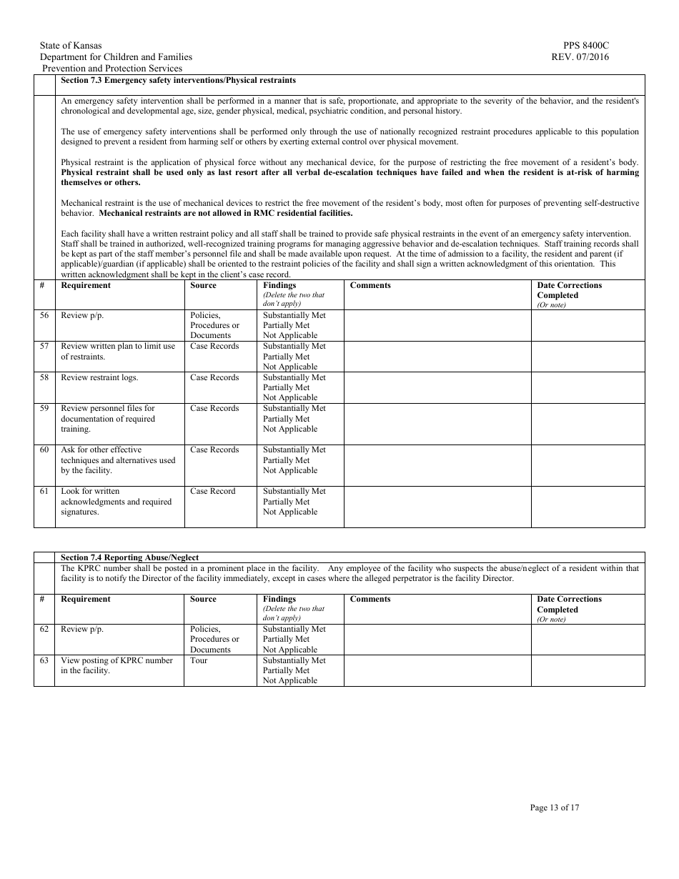 Form PPS8400C Residential Maternity Review - Kansas, Page 13