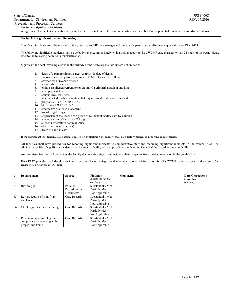 Form PPS8400C Residential Maternity Review - Kansas, Page 14