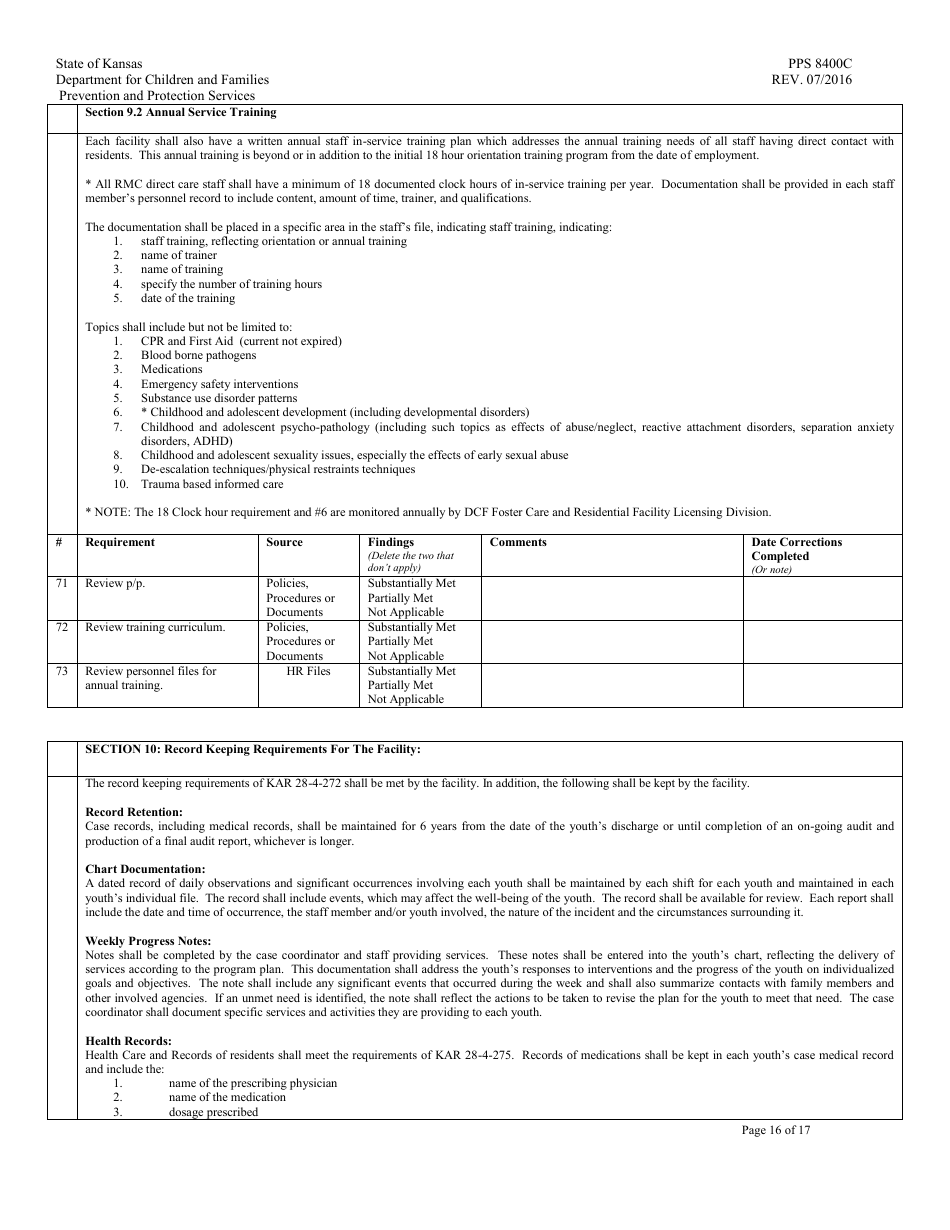 Form PPS8400C Residential Maternity Review - Kansas, Page 16