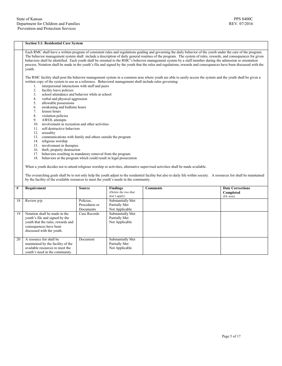 Form PPS8400C Residential Maternity Review - Kansas, Page 5