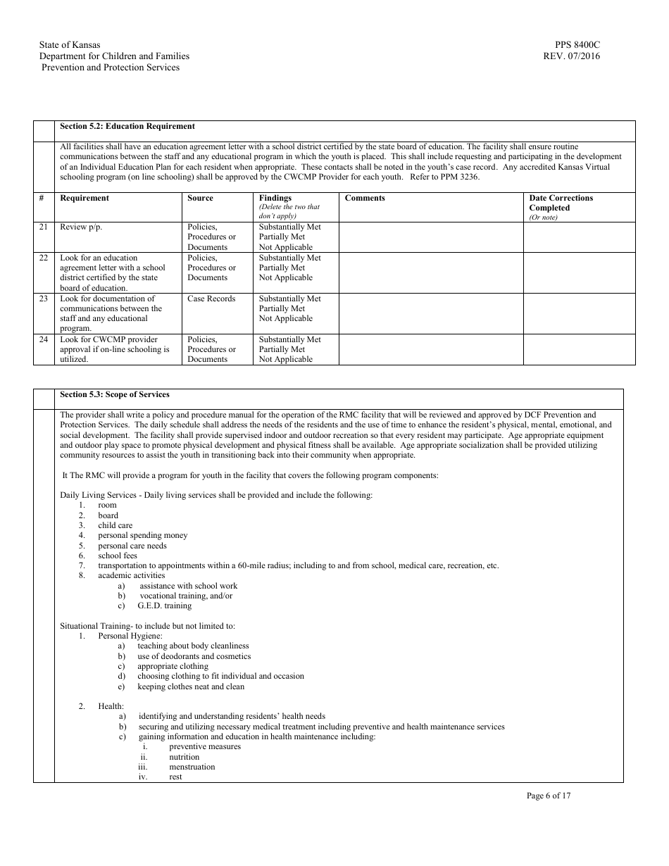 Form PPS8400C Residential Maternity Review - Kansas, Page 6