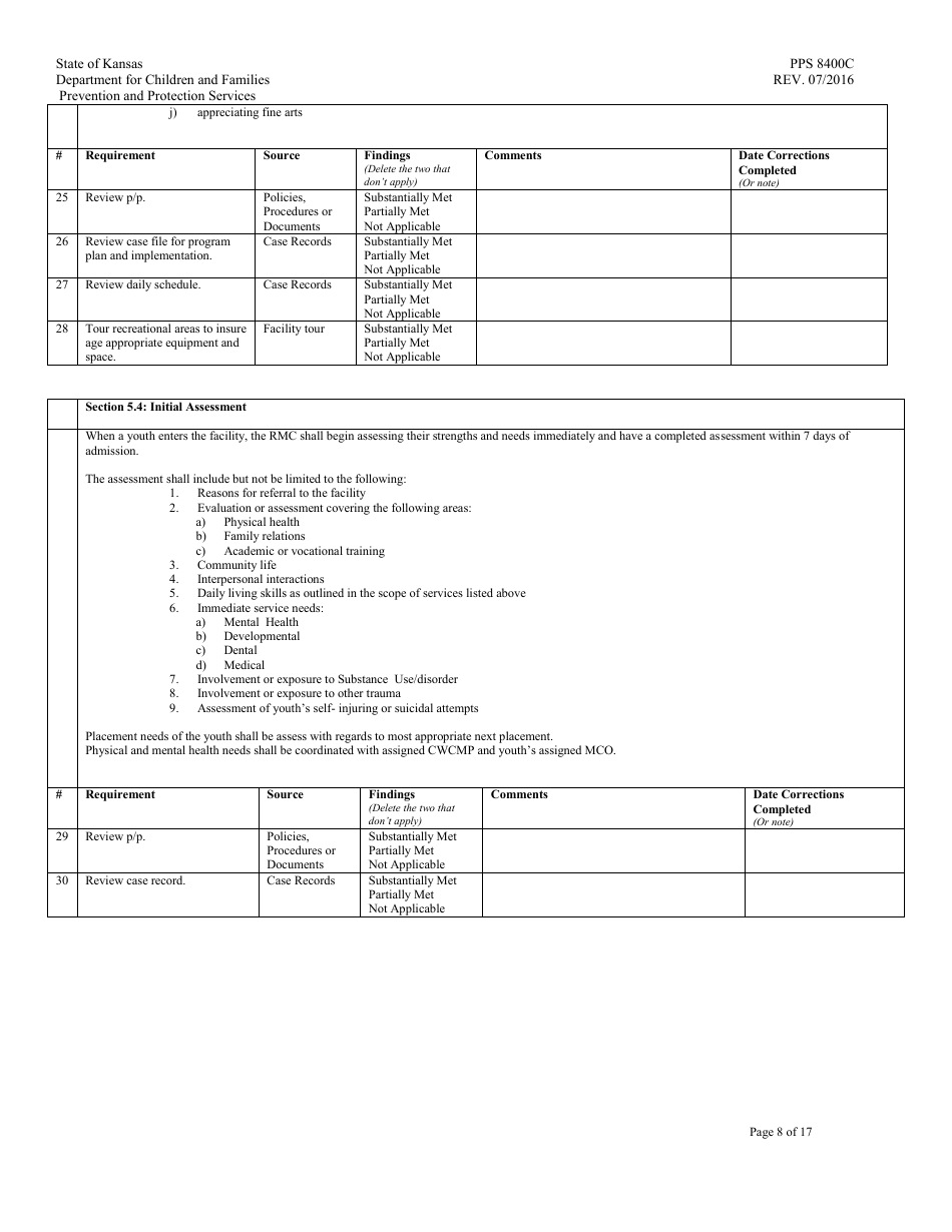 Form PPS8400C Residential Maternity Review - Kansas, Page 8