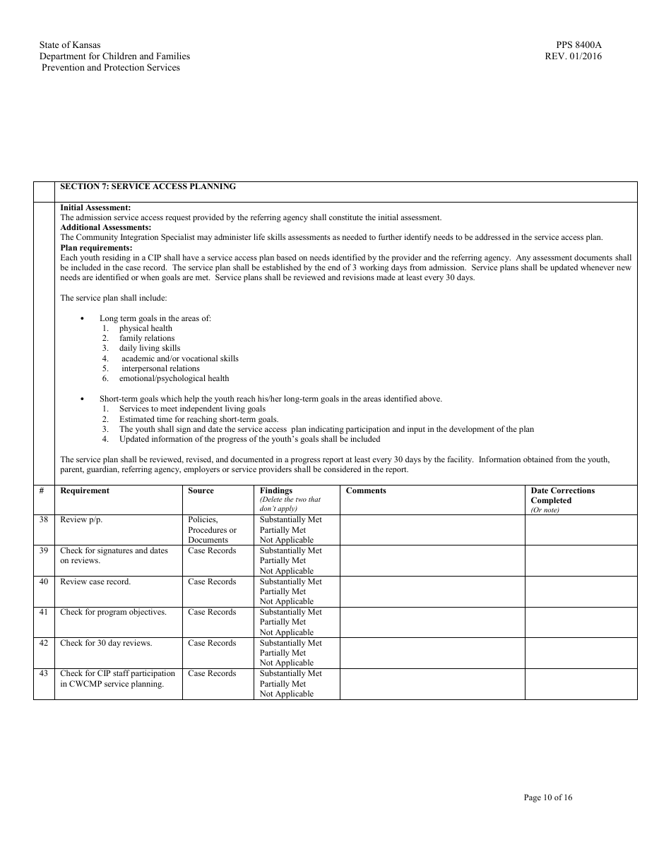 Form PPS8400A Community Integration Program (Cip) Review - Kansas, Page 10