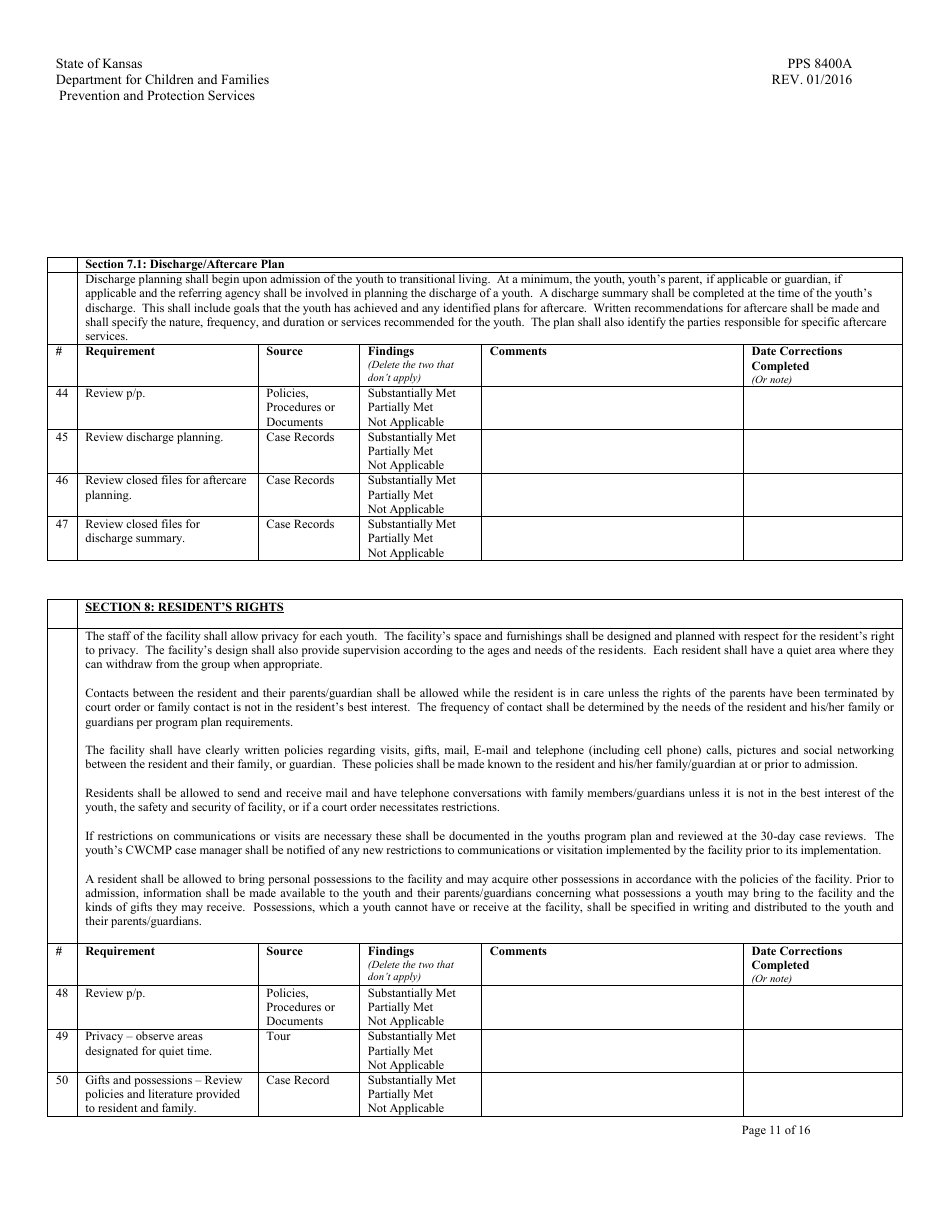 Form PPS8400A Community Integration Program (Cip) Review - Kansas, Page 11