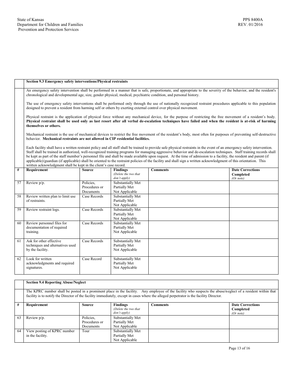 Form PPS8400A Community Integration Program (Cip) Review - Kansas, Page 13