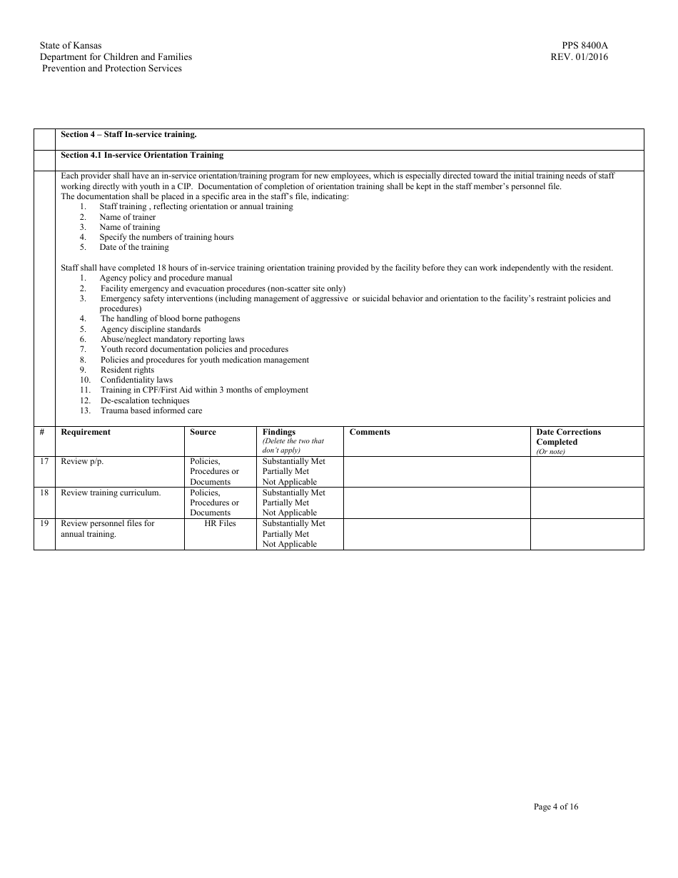 Form PPS8400A Community Integration Program (Cip) Review - Kansas, Page 4