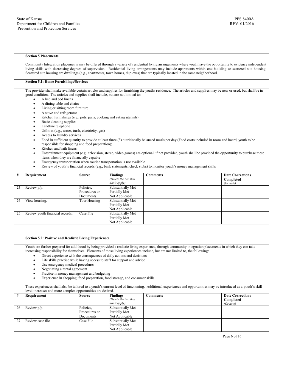 Form PPS8400A Community Integration Program (Cip) Review - Kansas, Page 6