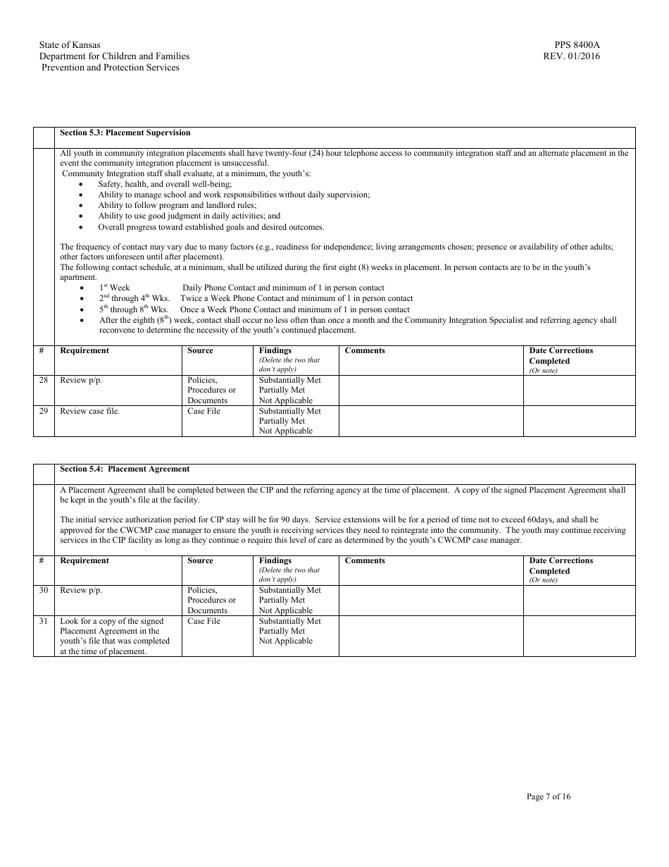 Form PPS8400A Community Integration Program (Cip) Review - Kansas, Page 7