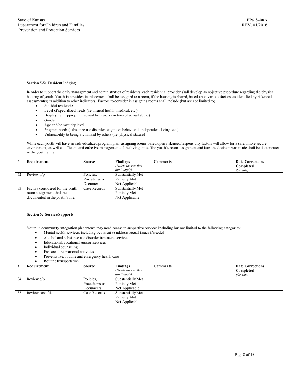 Form PPS8400A Community Integration Program (Cip) Review - Kansas, Page 8