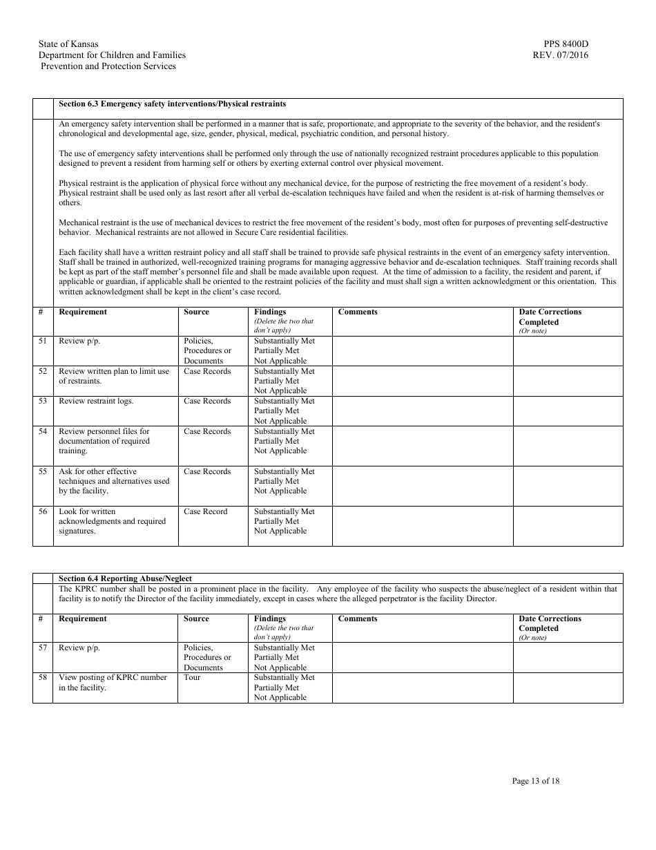 Form PPS8400D secure Care Review - Kansas, Page 13