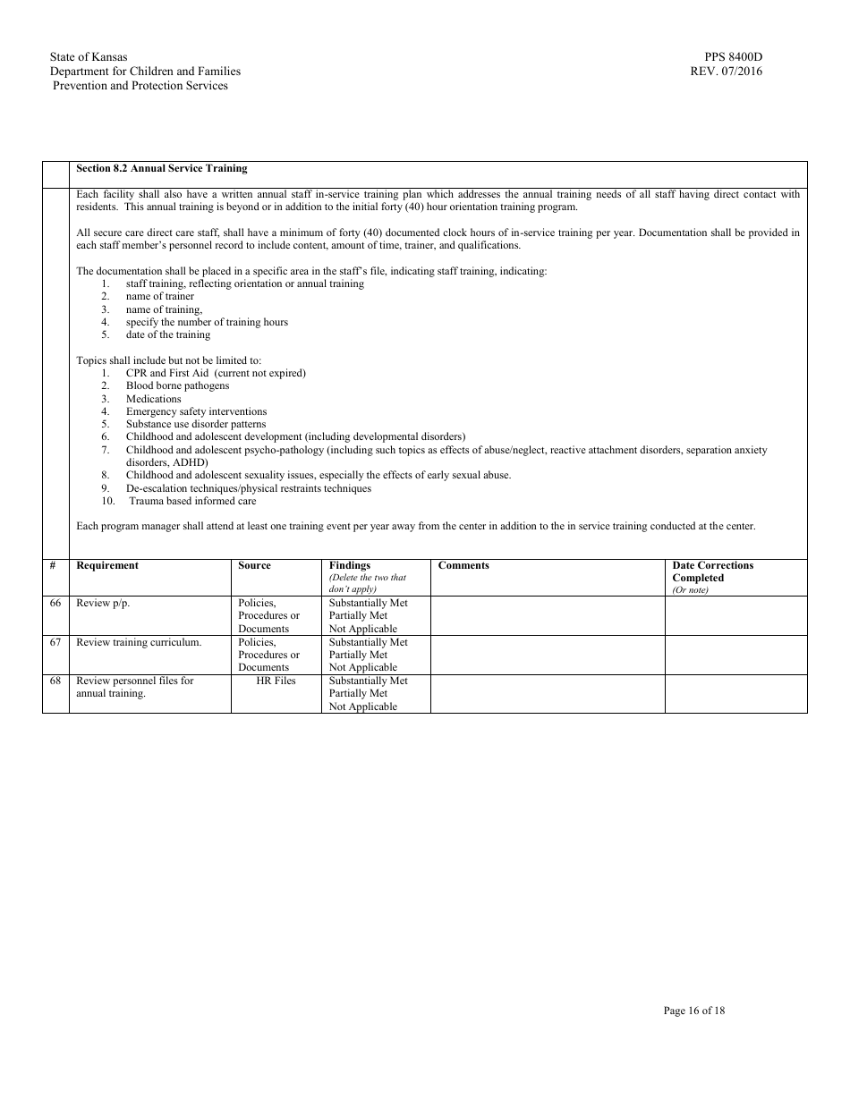 Form PPS8400D secure Care Review - Kansas, Page 16