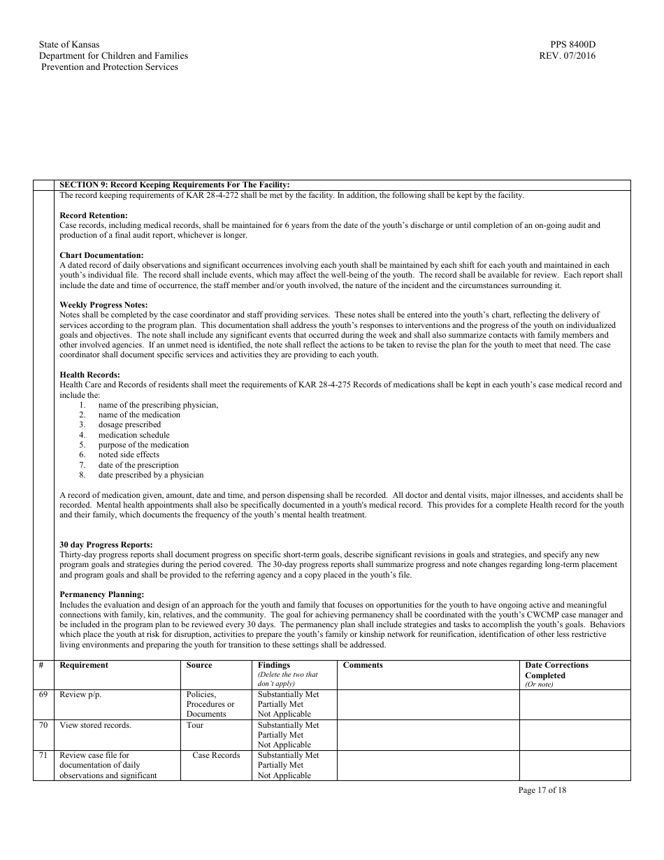 Form PPS8400D secure Care Review - Kansas, Page 17