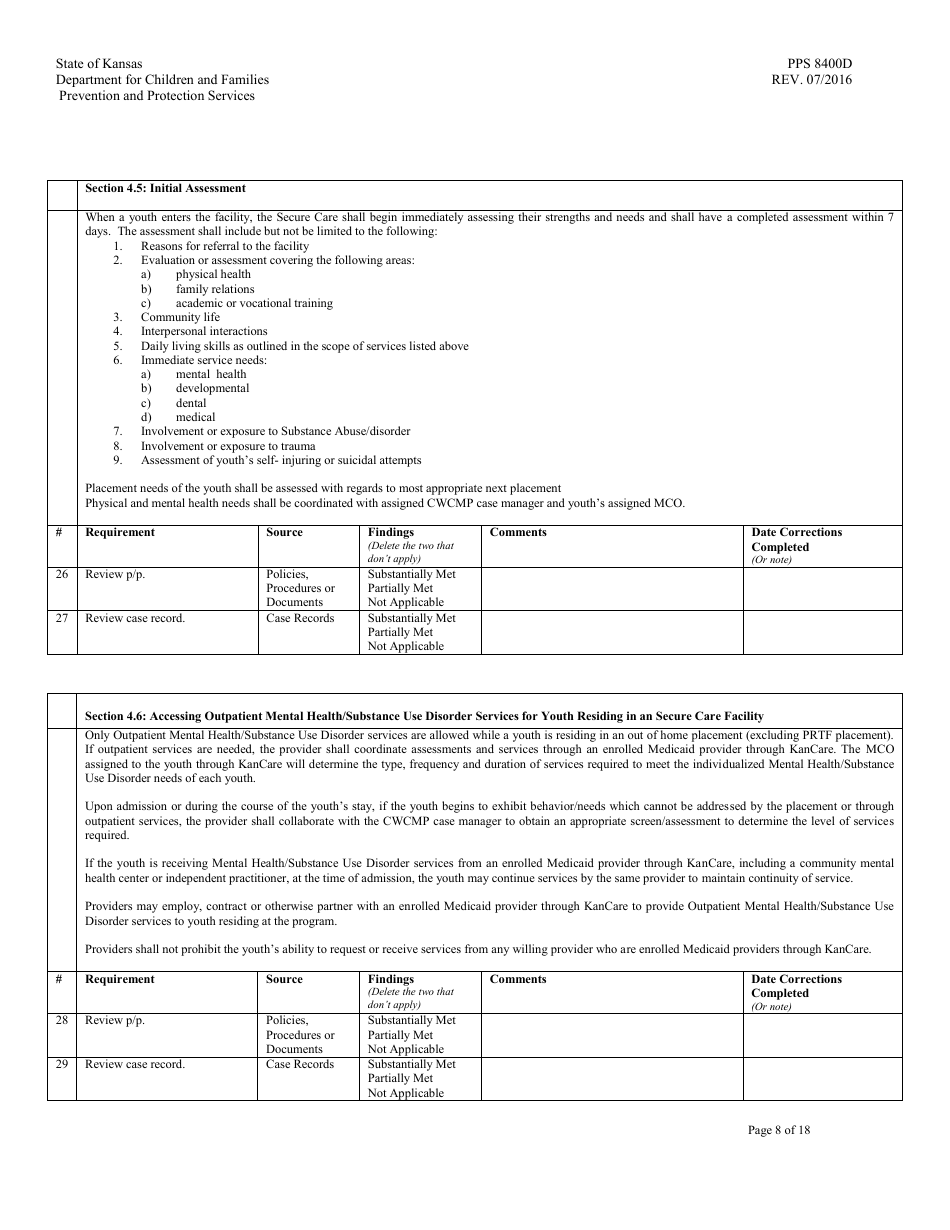 Form PPS8400D secure Care Review - Kansas, Page 8