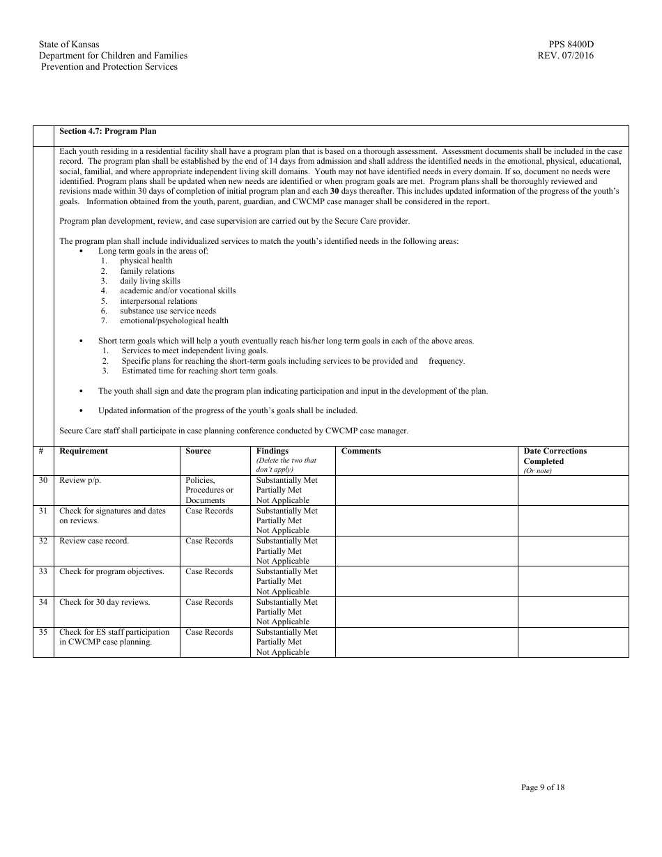 Form PPS8400D secure Care Review - Kansas, Page 9