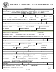 Document preview: Louisiana Standardized Credentialing Application Form - Louisiana
